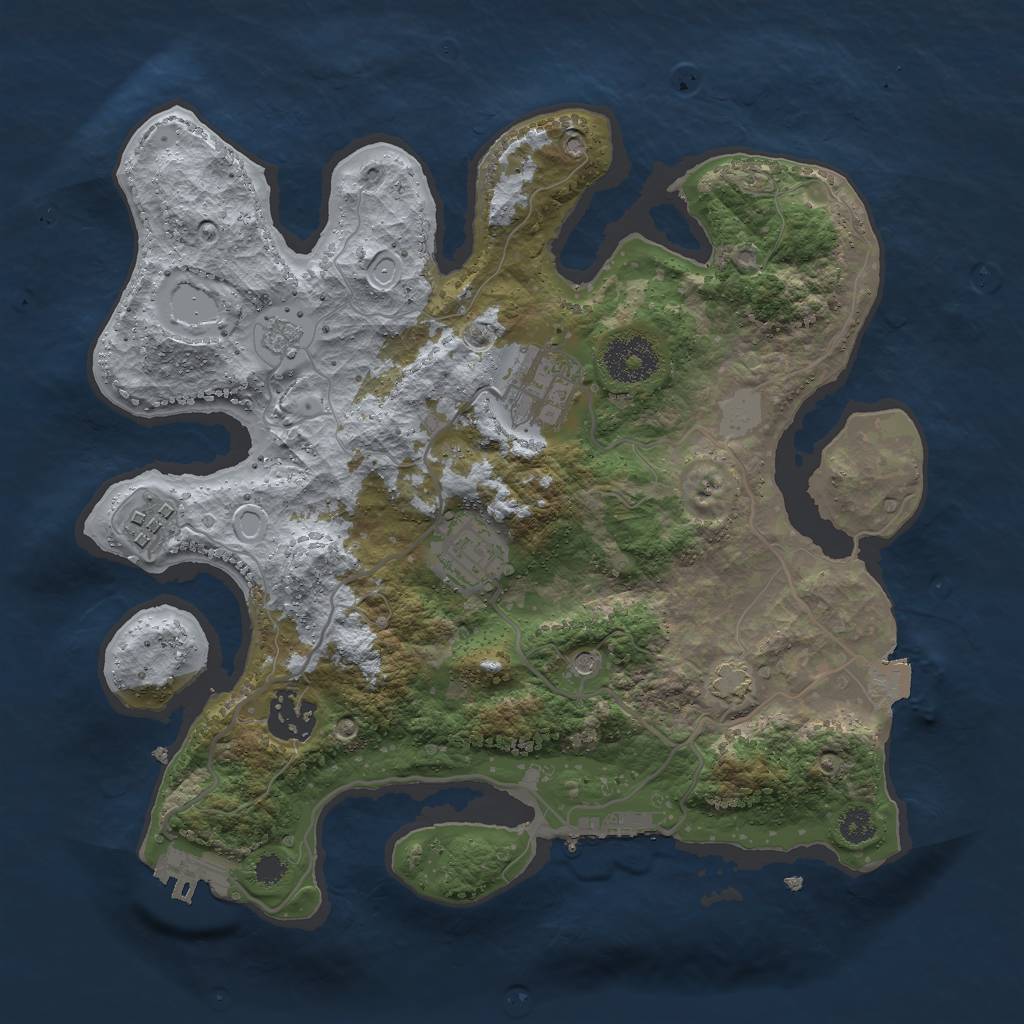 Rust Map: Procedural Map, Size: 3000, Seed: 635406362, 12 Monuments