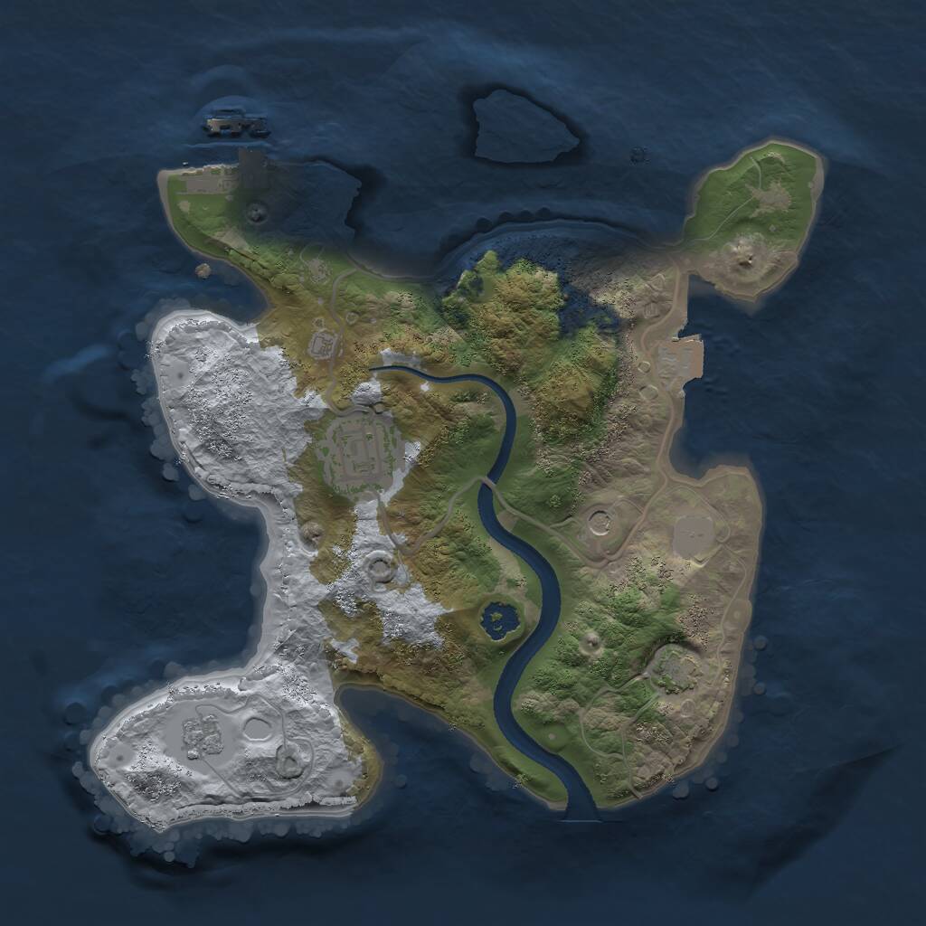 Rust Map: Procedural Map, Size: 2500, Seed: 733532072, 6 Monuments