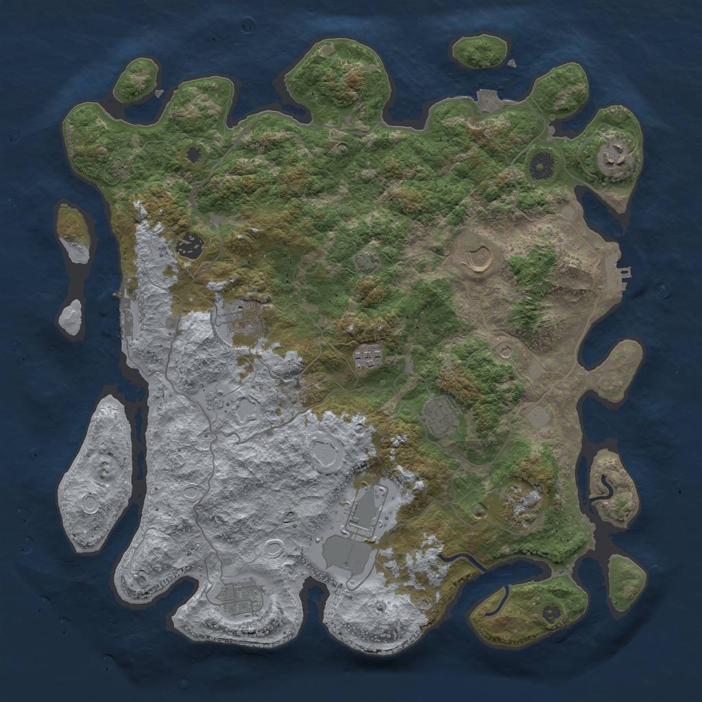 Rust Map: Procedural Map, Size: 4000, Seed: 1863216084, 17 Monuments