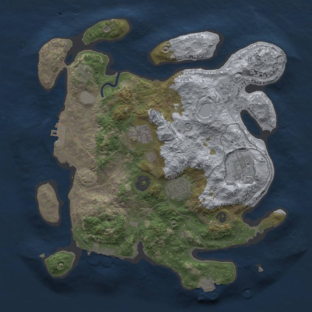 Rust Map: Procedural Map, Size: 3000, Seed: 1234185681, 11 Monuments