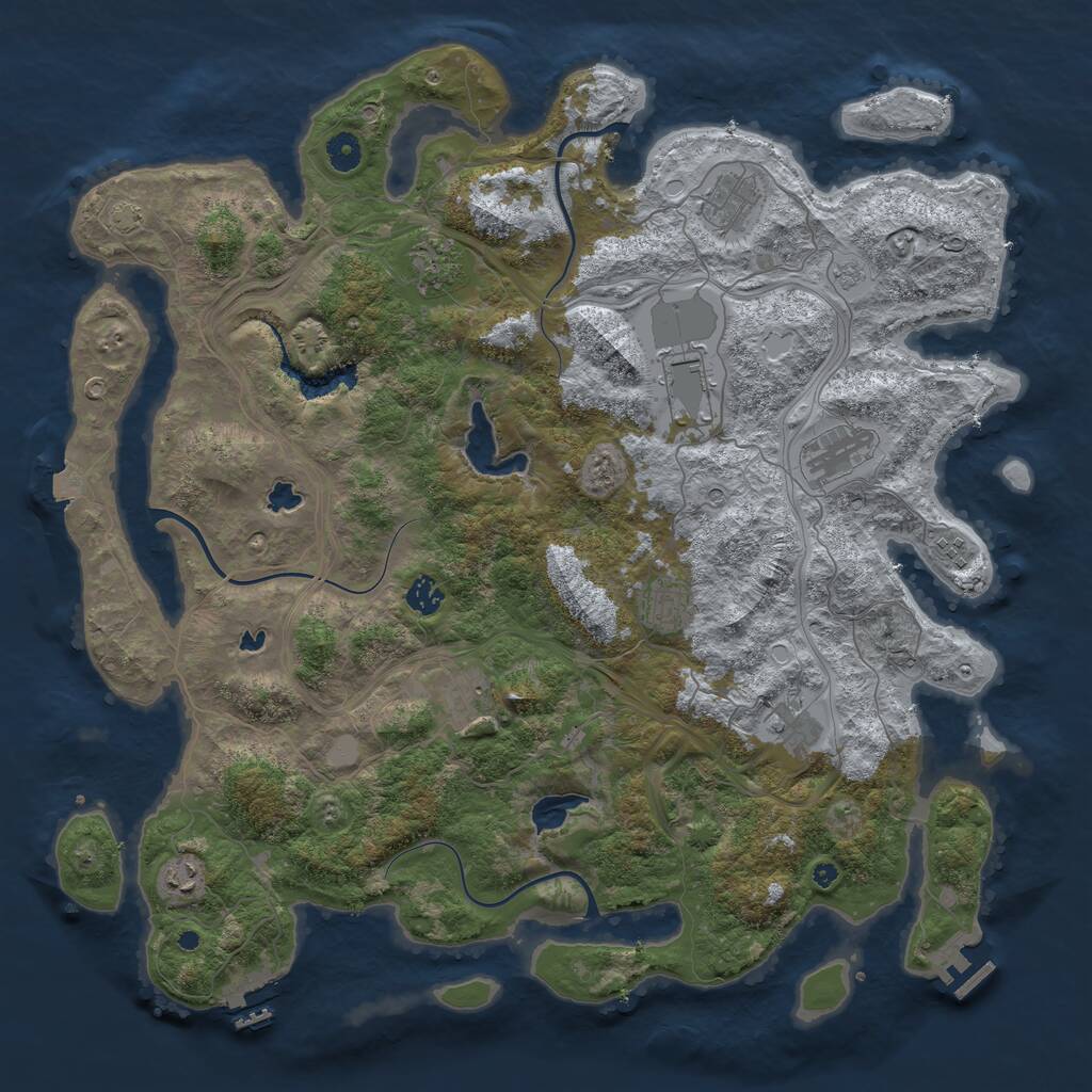 Rust Map: Procedural Map, Size: 4500, Seed: 961166853, 16 Monuments