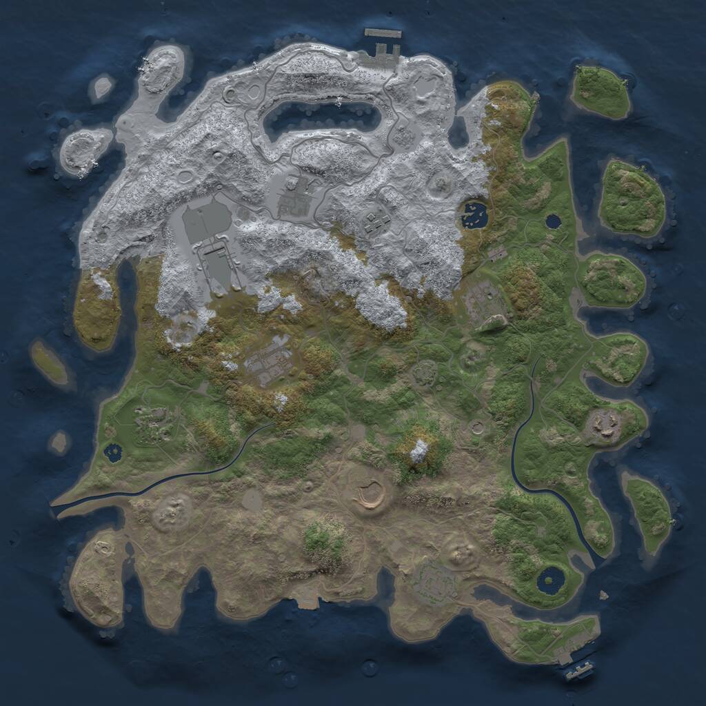 Rust Map: Procedural Map, Size: 3900, Seed: 91473691, 16 Monuments