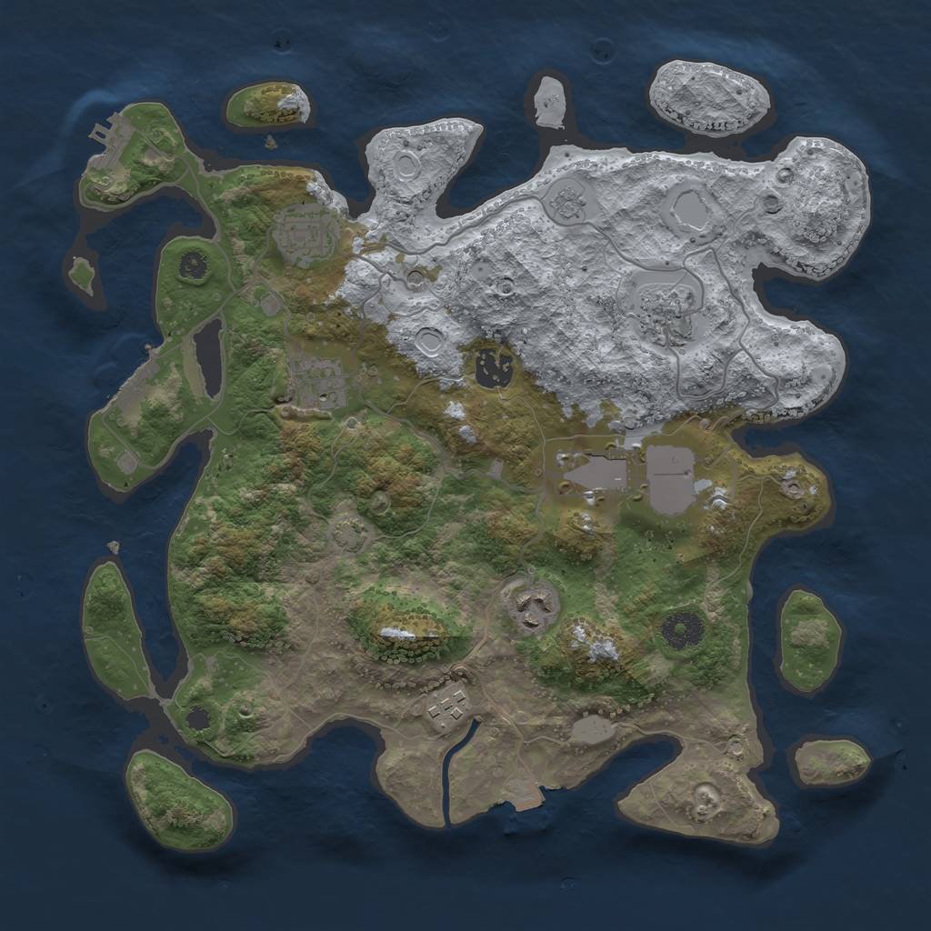 Rust Map: Procedural Map, Size: 3500, Seed: 5463825, 15 Monuments