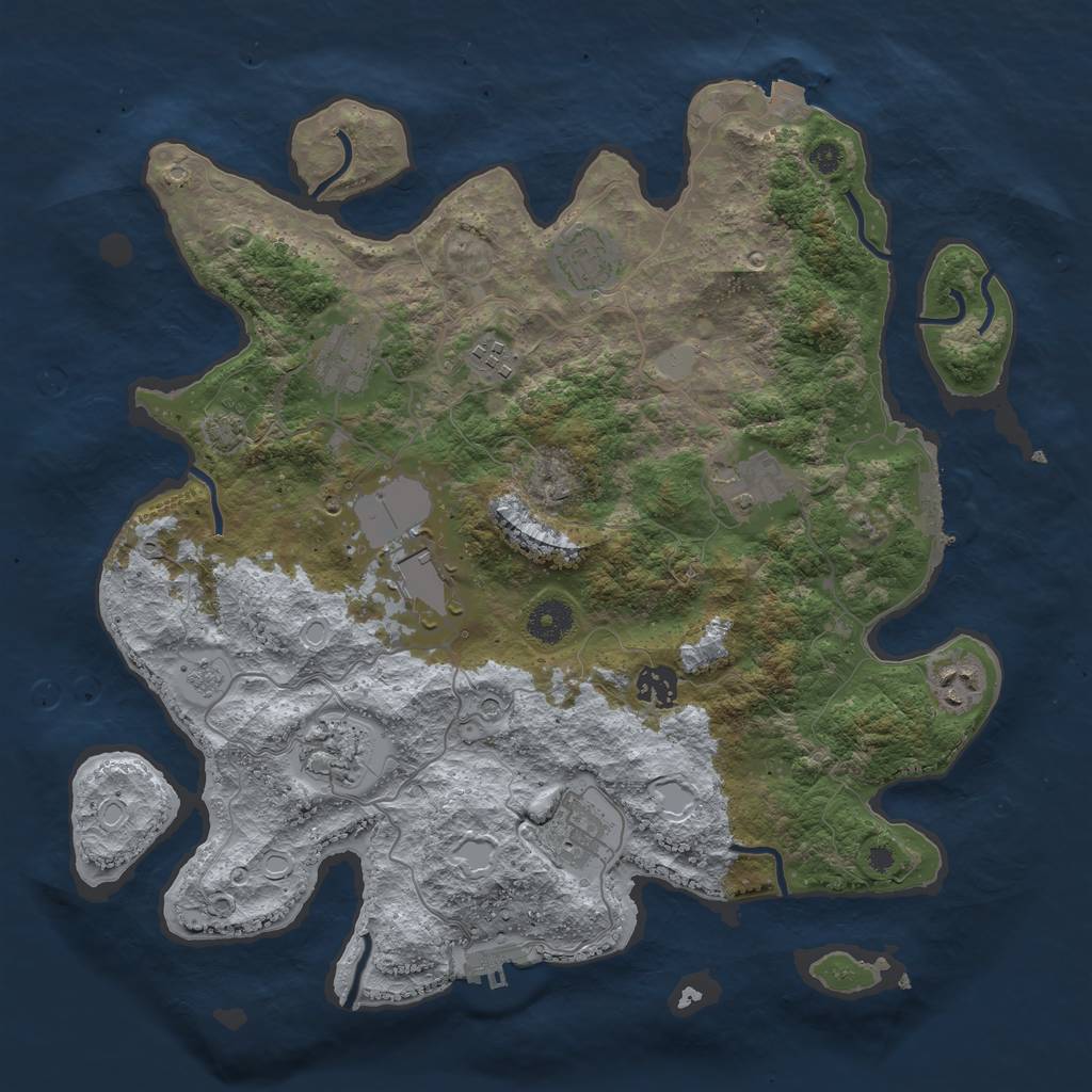Rust Map: Procedural Map, Size: 3750, Seed: 41997104, 17 Monuments