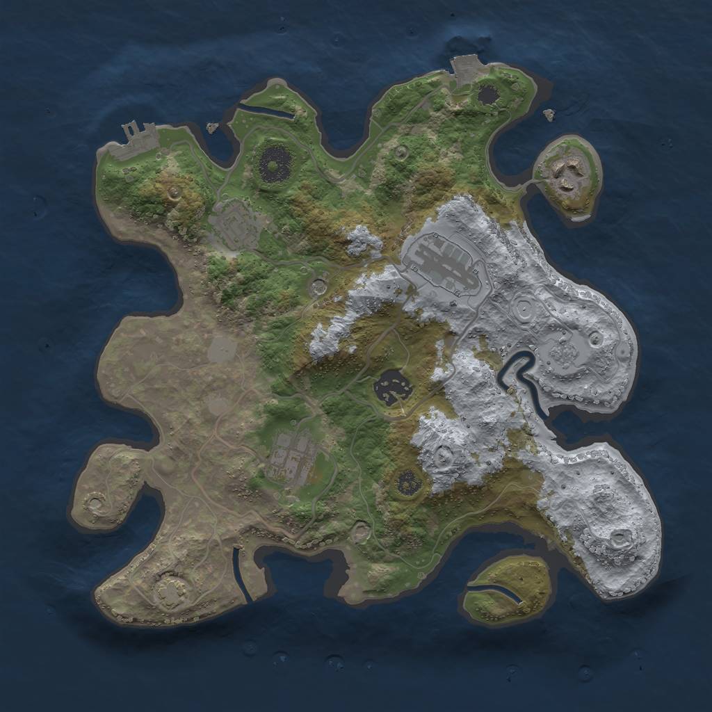 Rust Map: Procedural Map, Size: 3000, Seed: 273260123, 12 Monuments