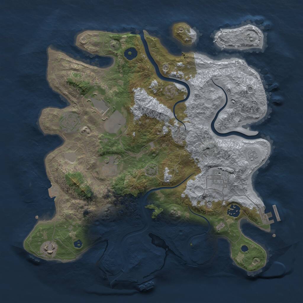 Rust Map: Procedural Map, Size: 3600, Seed: 21806, 13 Monuments