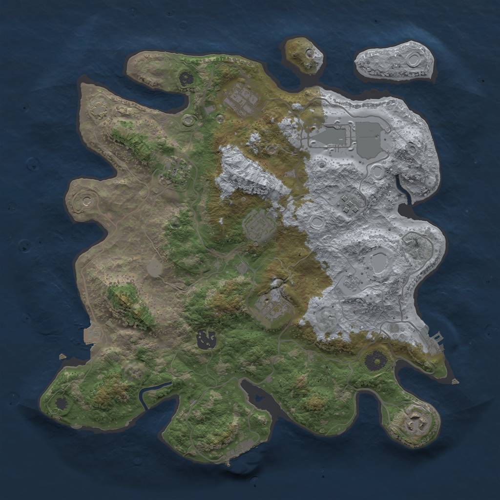 Rust Map: Procedural Map, Size: 3600, Seed: 21806, 16 Monuments