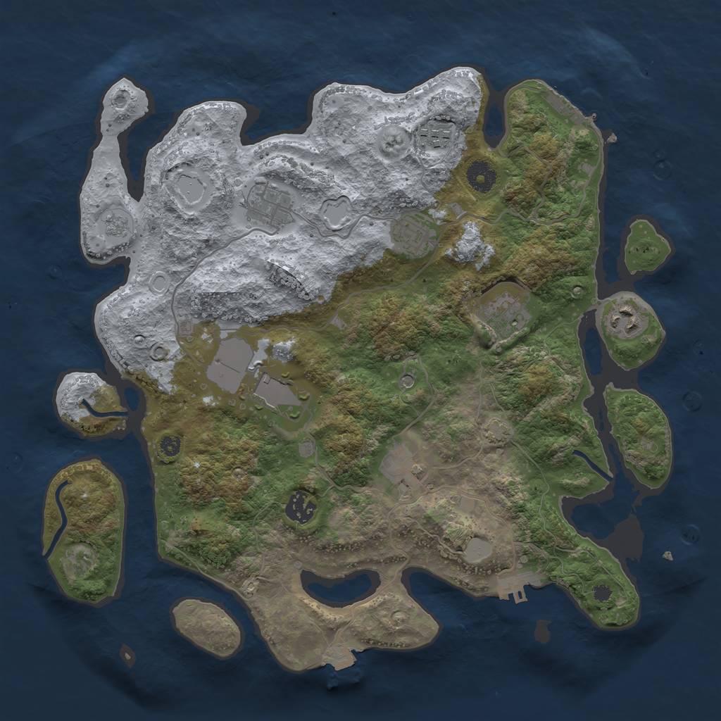 Rust Map: Procedural Map, Size: 3600, Seed: 11806, 16 Monuments