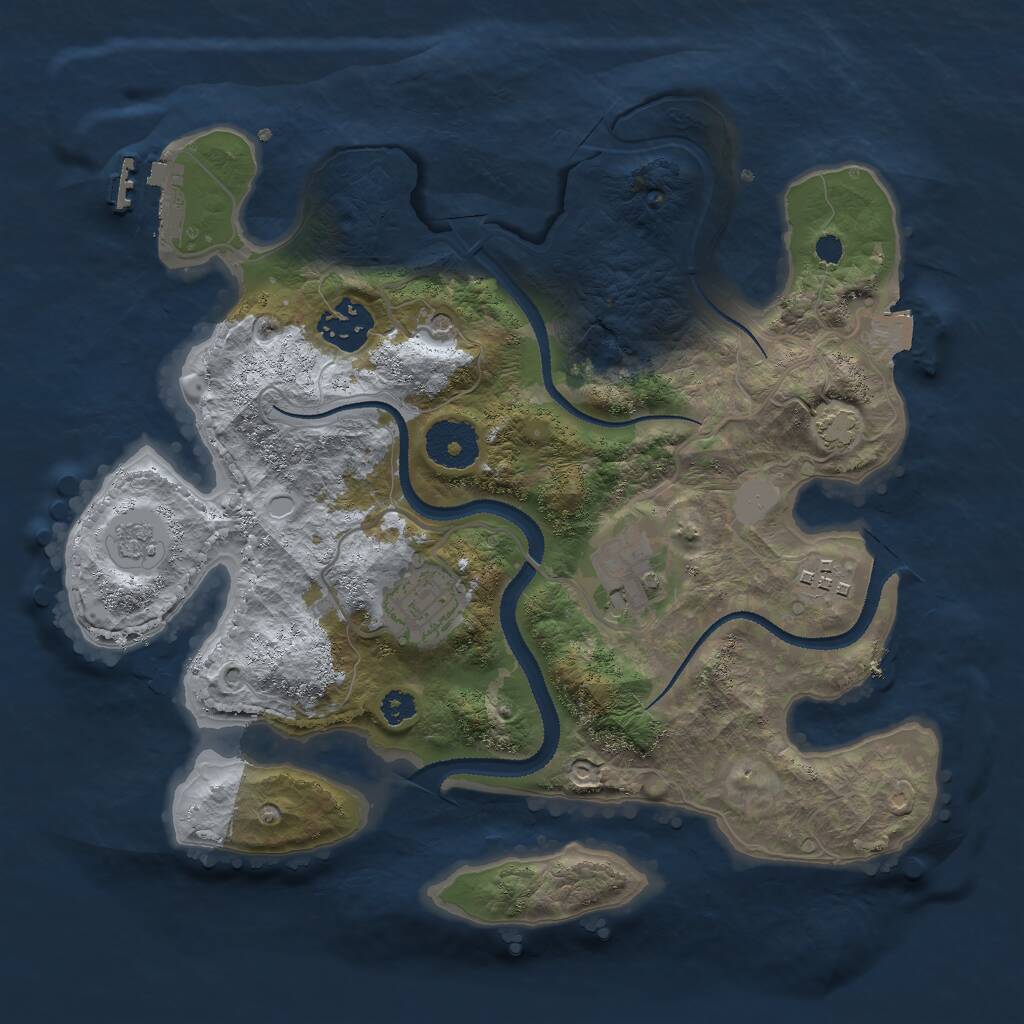 Rust Map: Procedural Map, Size: 3000, Seed: 2250, 9 Monuments