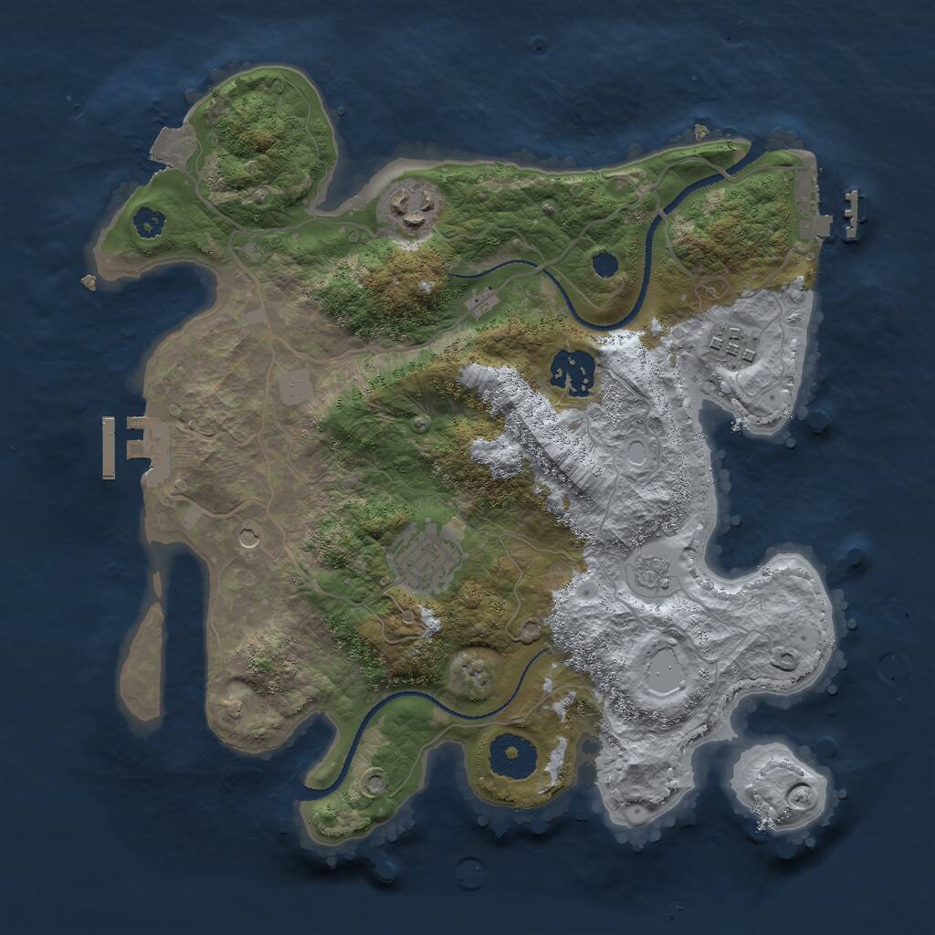 Rust Map: Procedural Map, Size: 3000, Seed: 225813166, 9 Monuments