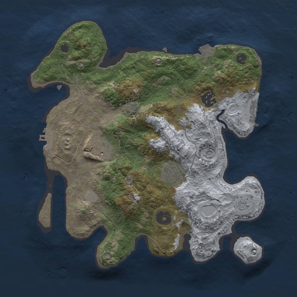 Rust Map: Procedural Map, Size: 3000, Seed: 225813166, 11 Monuments