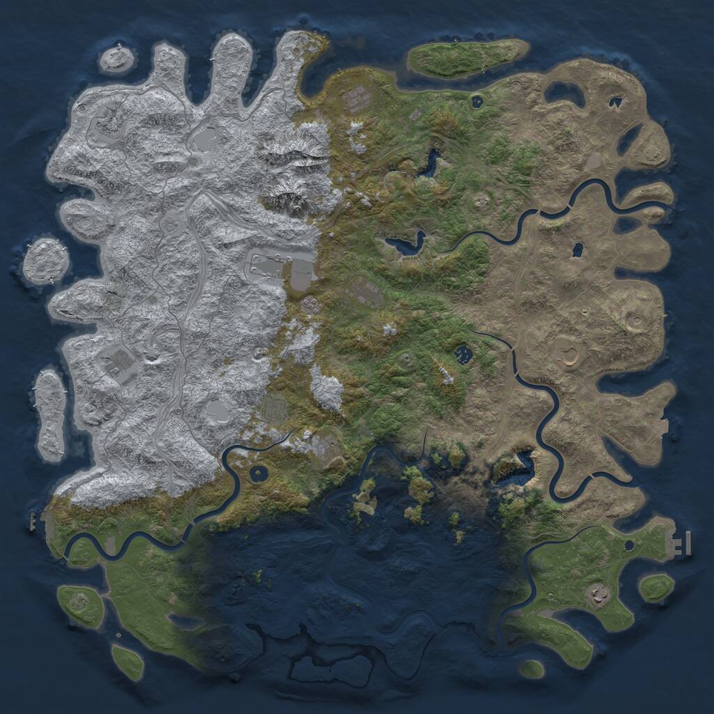 Rust Map: Procedural Map, Size: 6000, Seed: 1555450349, 17 Monuments