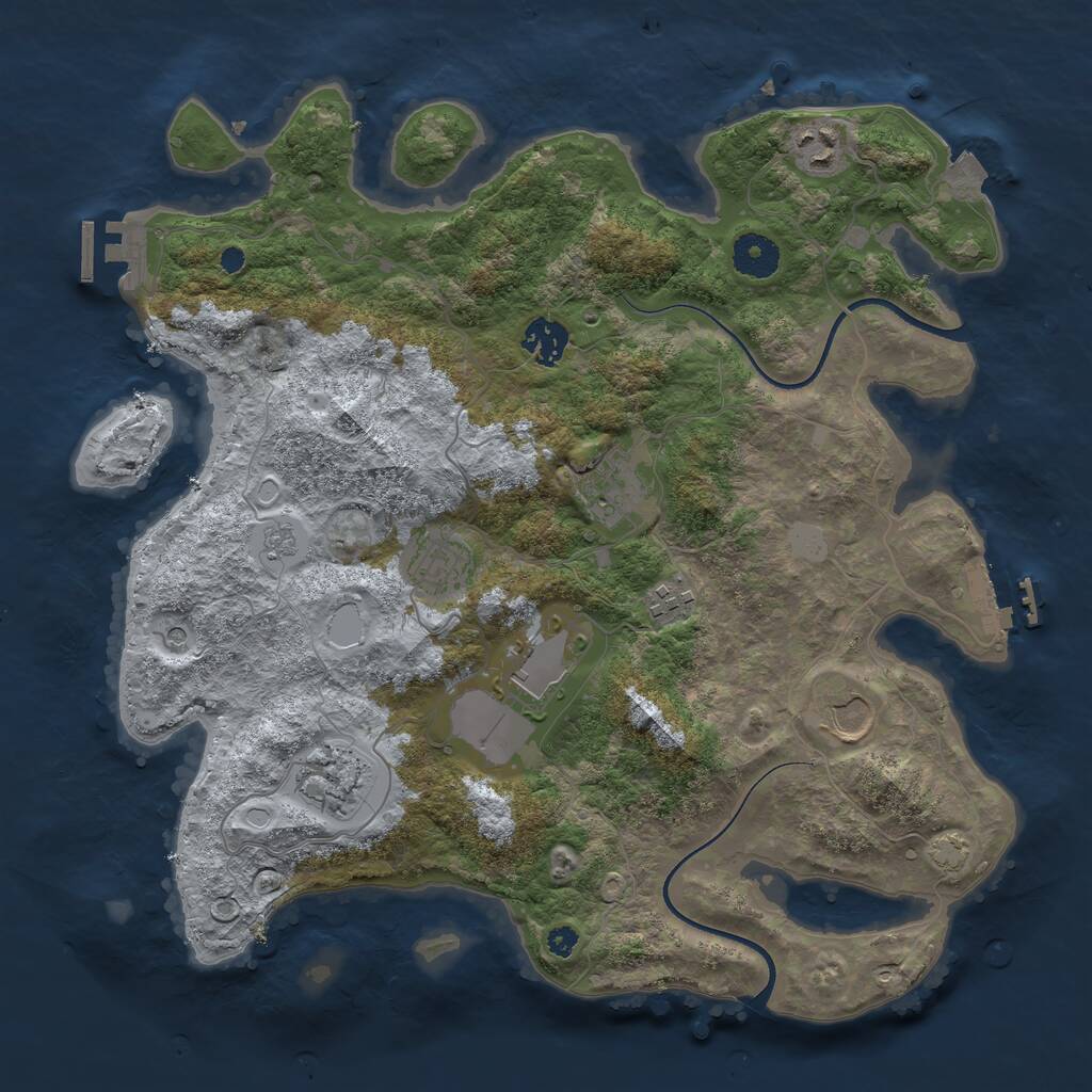Rust Map: Procedural Map, Size: 3600, Seed: 691393190, 14 Monuments