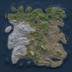 Thumbnail Rust Map: Procedural Map, Size: 3600, Seed: 691393190, 14 Monuments