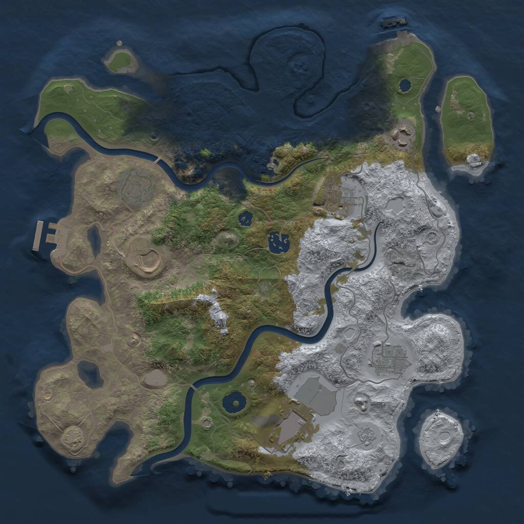 Rust Map: Procedural Map, Size: 3500, Seed: 1654502591, 14 Monuments