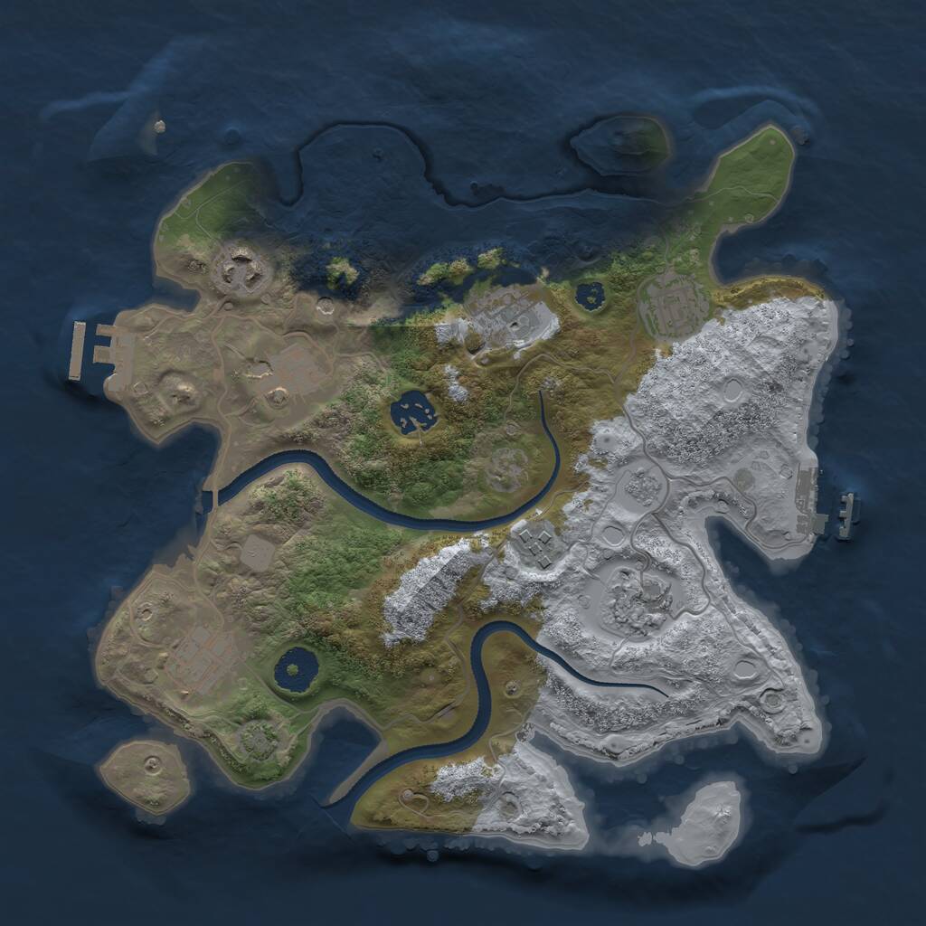 Rust Map: Procedural Map, Size: 3200, Seed: 4578653, 14 Monuments