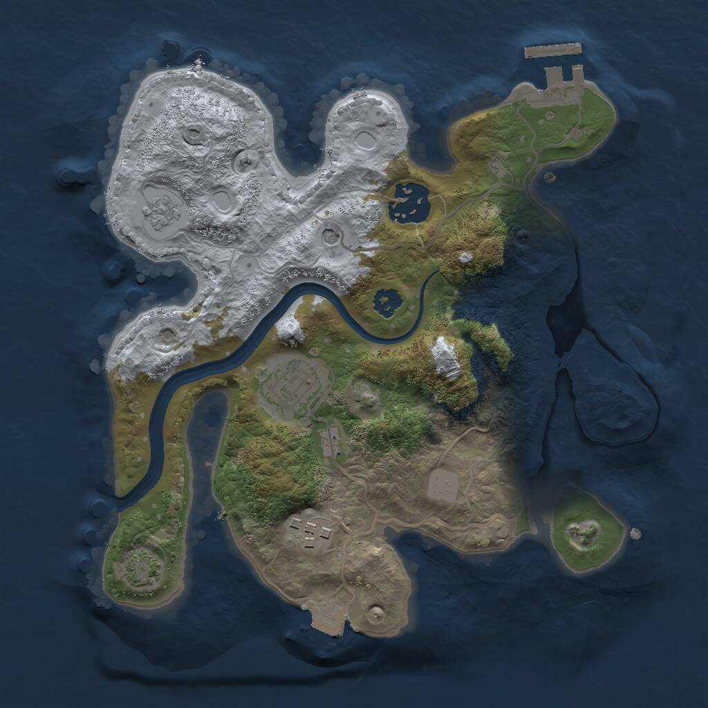 Rust Map: Procedural Map, Size: 2500, Seed: 751488616, 8 Monuments