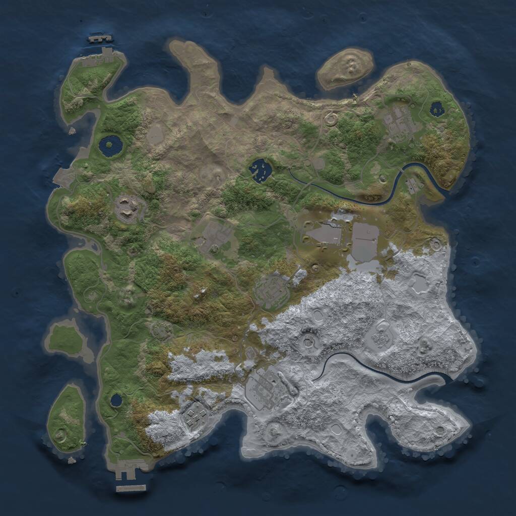 Rust Map: Procedural Map, Size: 3500, Seed: 233407979, 14 Monuments