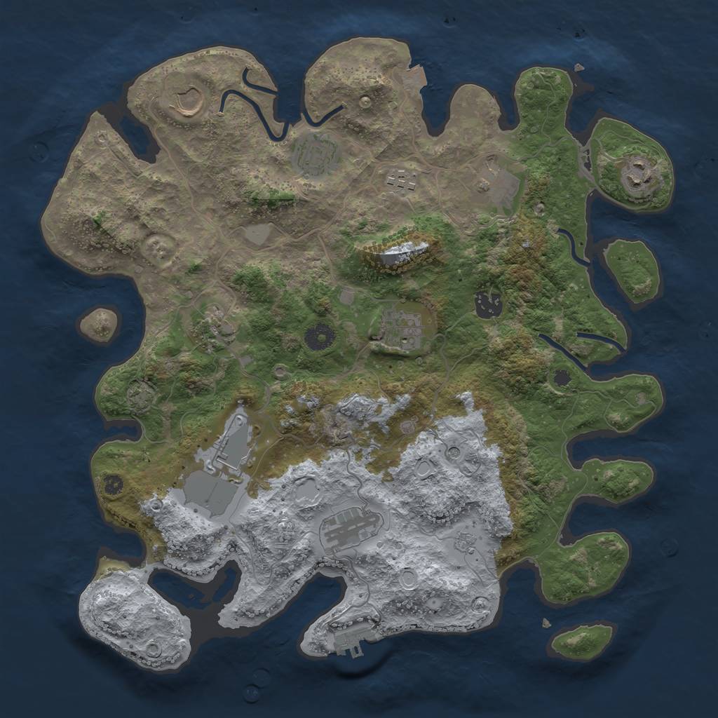 Rust Map: Procedural Map, Size: 3750, Seed: 116701829, 17 Monuments