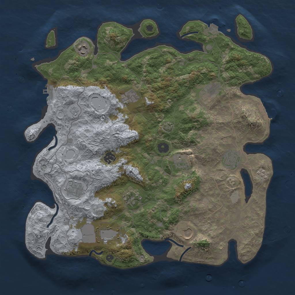 Rust Map: Procedural Map, Size: 4000, Seed: 1929600621, 19 Monuments