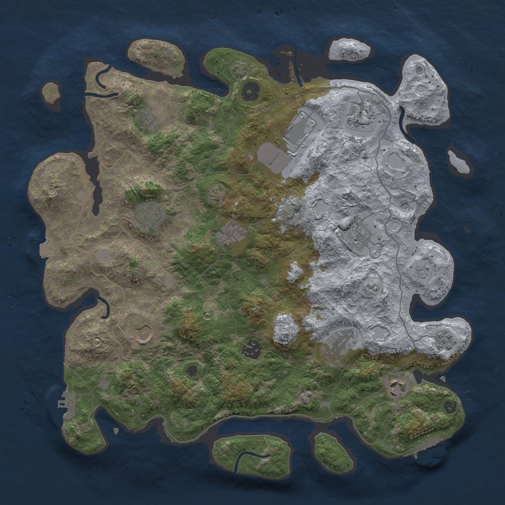 Rust Map: Procedural Map, Size: 4000, Seed: 162435798, 19 Monuments