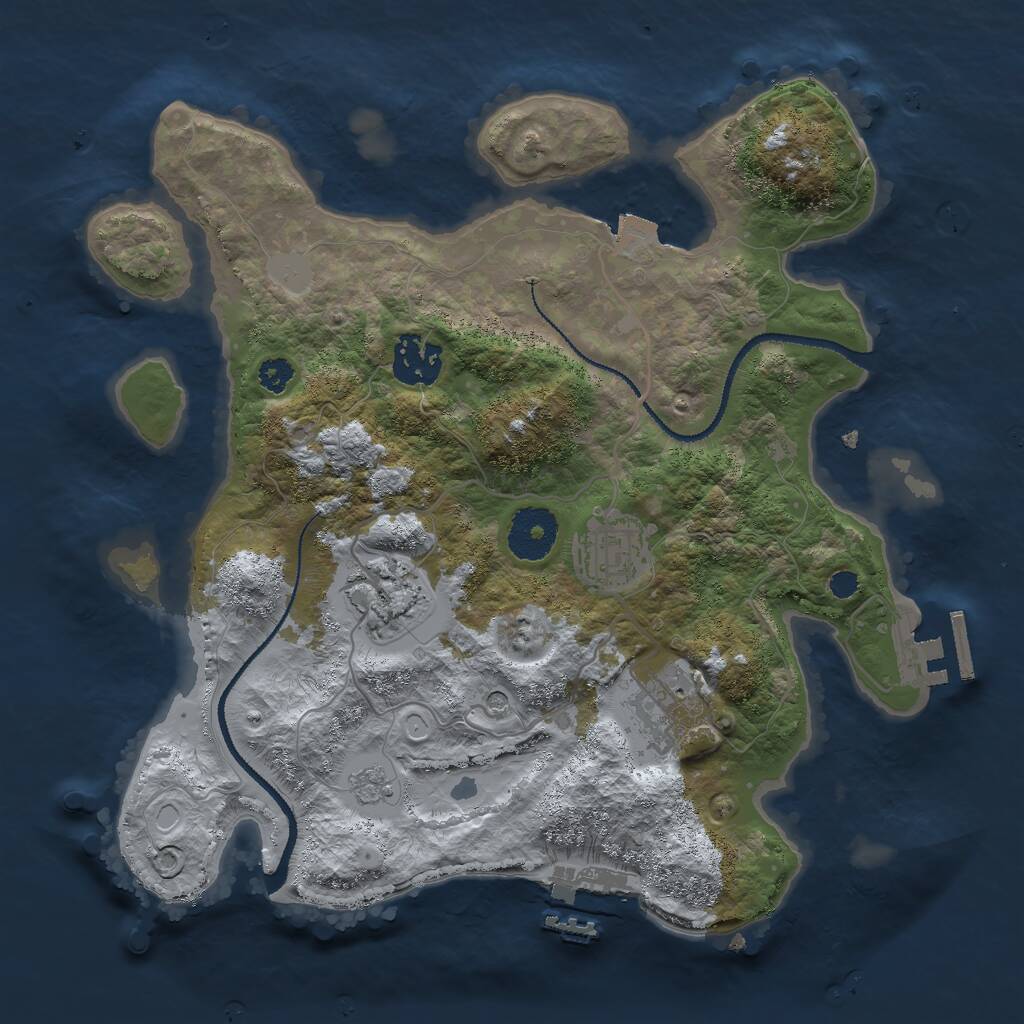 Rust Map: Procedural Map, Size: 3000, Seed: 3436903, 9 Monuments