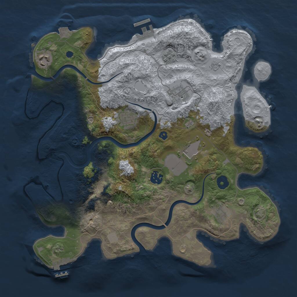 Rust Map: Procedural Map, Size: 3500, Seed: 147056448, 13 Monuments