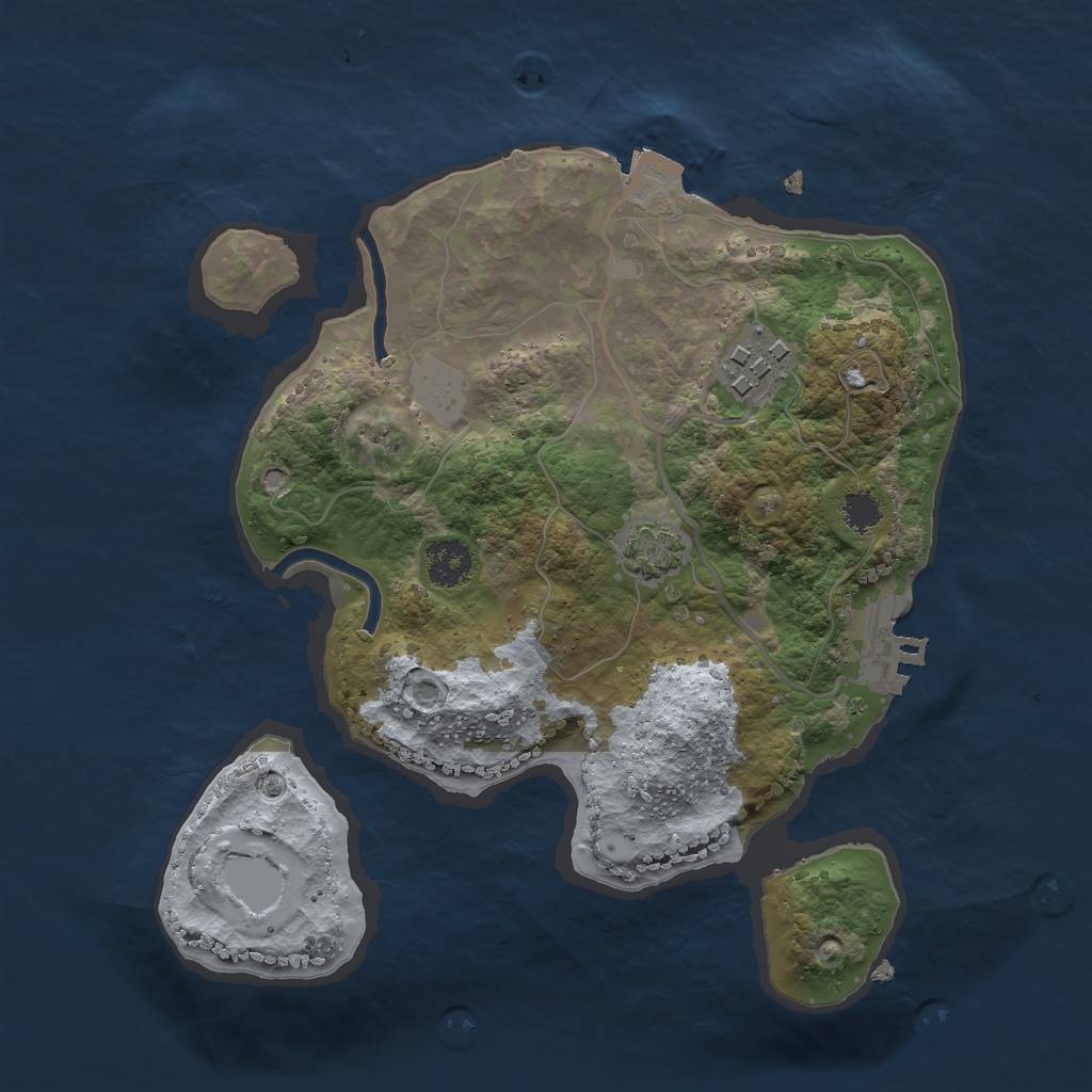Rust Map: Procedural Map, Size: 2400, Seed: 1816358001, 6 Monuments