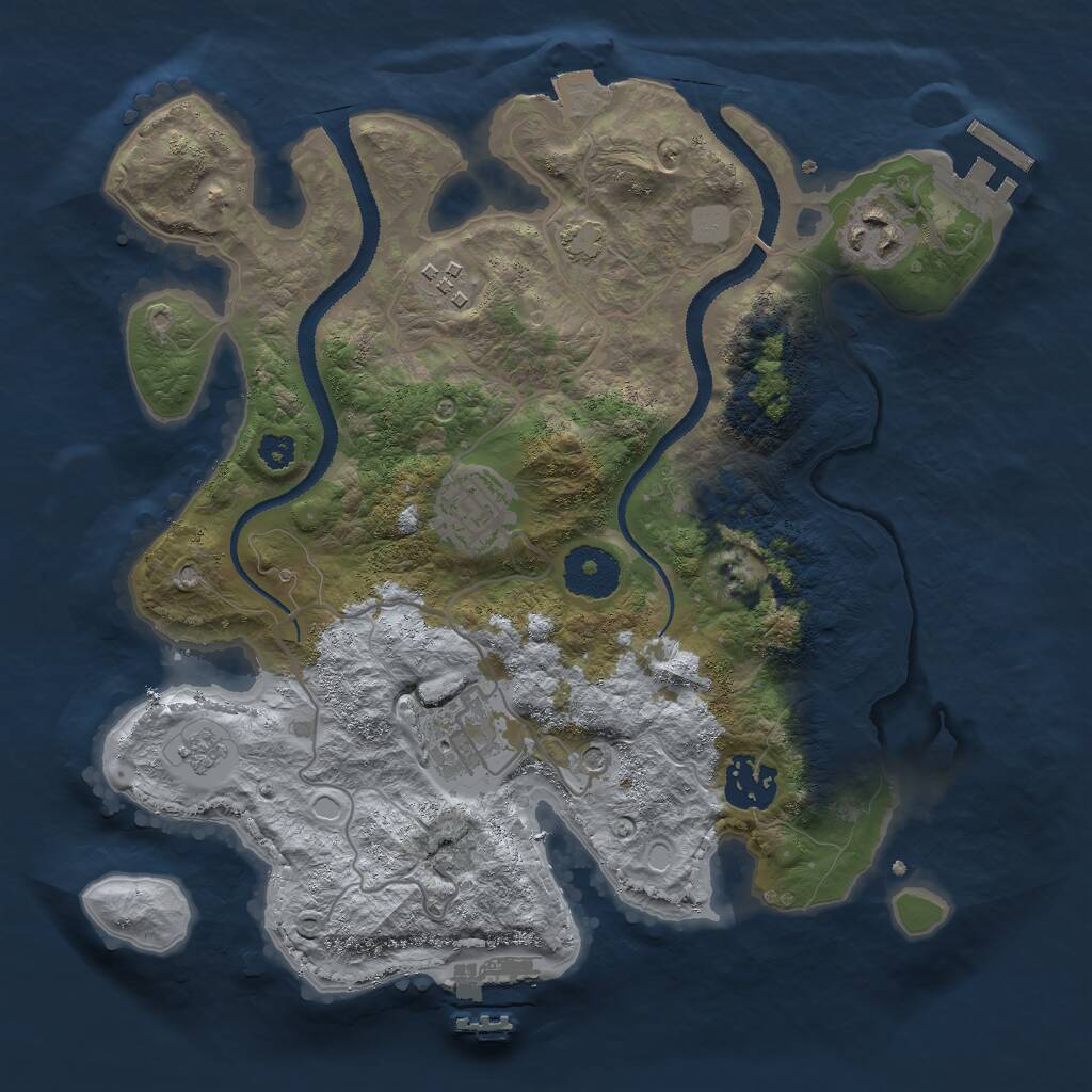 Rust Map: Procedural Map, Size: 3000, Seed: 1430163541, 11 Monuments