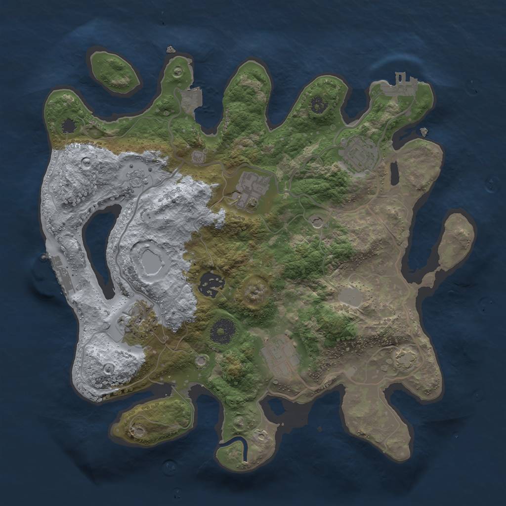 Rust Map: Procedural Map, Size: 3000, Seed: 1828730259, 13 Monuments