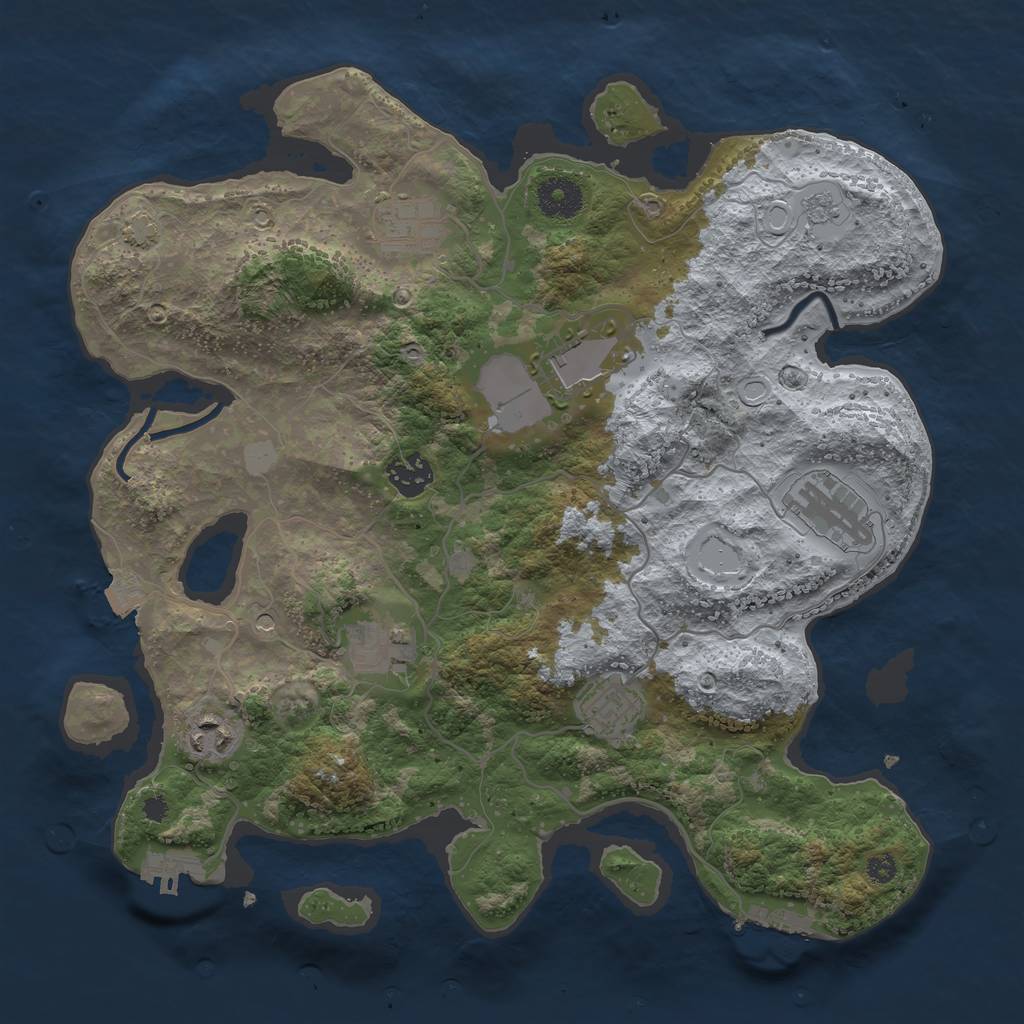 Rust Map: Procedural Map, Size: 3500, Seed: 680704239, 15 Monuments
