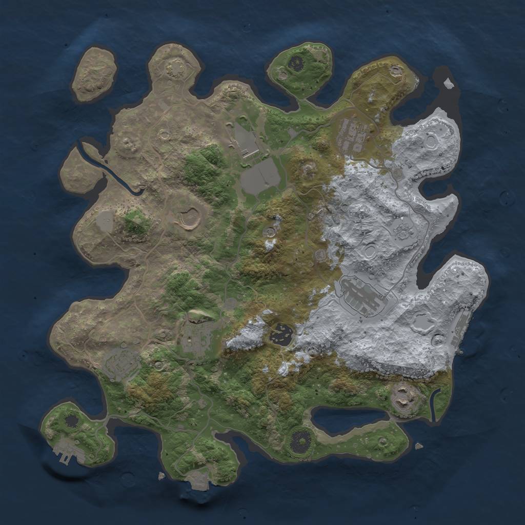 Rust Map: Procedural Map, Size: 3500, Seed: 1693759630, 16 Monuments