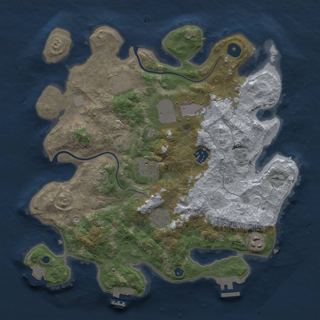 Rust Map: Procedural Map, Size: 3500, Seed: 1693759630, 13 Monuments
