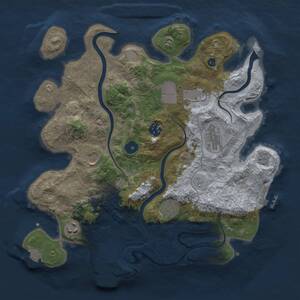 Thumbnail Rust Map: Procedural Map, Size: 3500, Seed: 1693759630, 13 Monuments