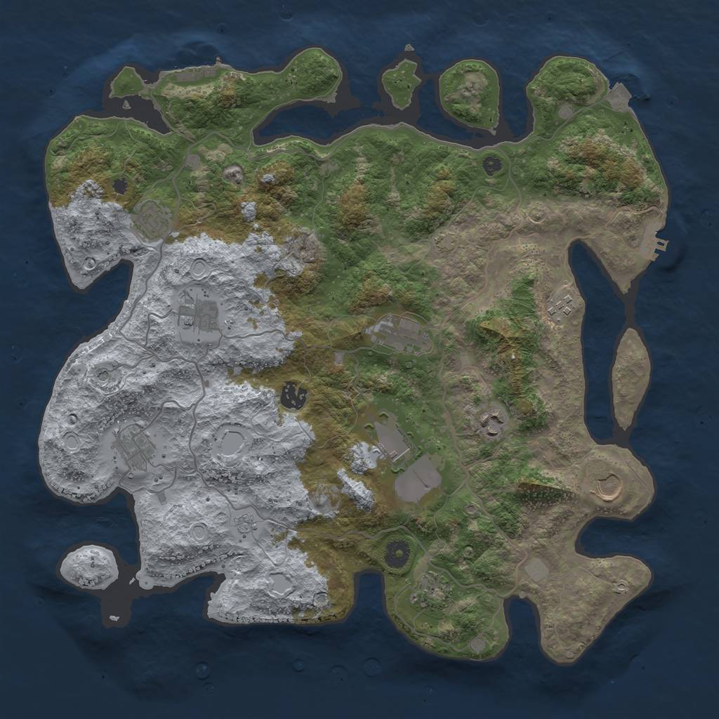 Rust Map: Procedural Map, Size: 4000, Seed: 49079048, 18 Monuments