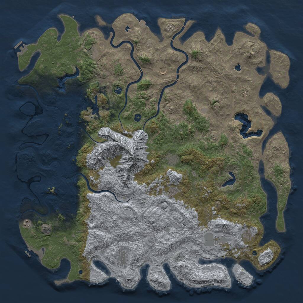 Rust Map: Procedural Map, Size: 6000, Seed: 517169459, 17 Monuments