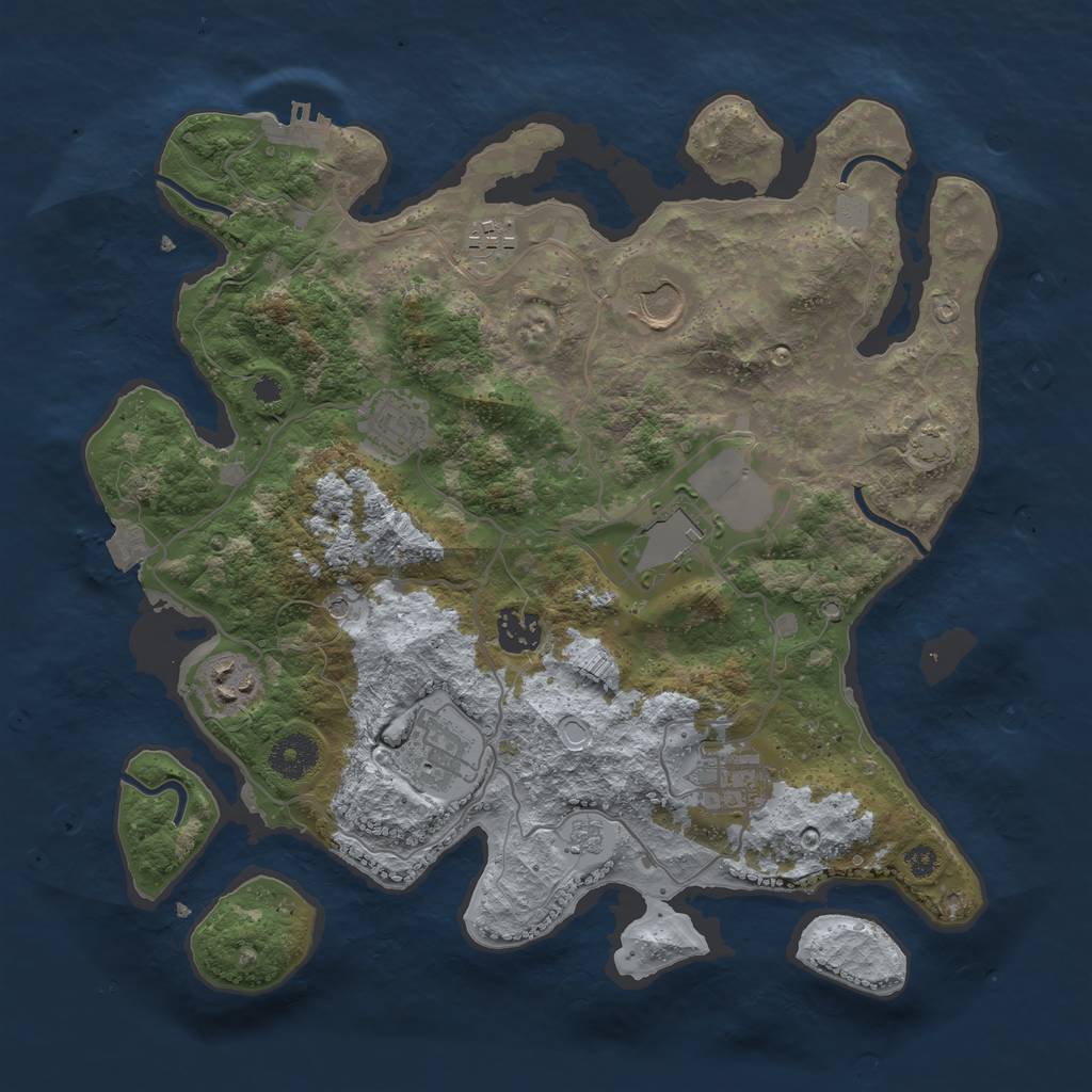 Rust Map: Procedural Map, Size: 3500, Seed: 1863053568, 15 Monuments