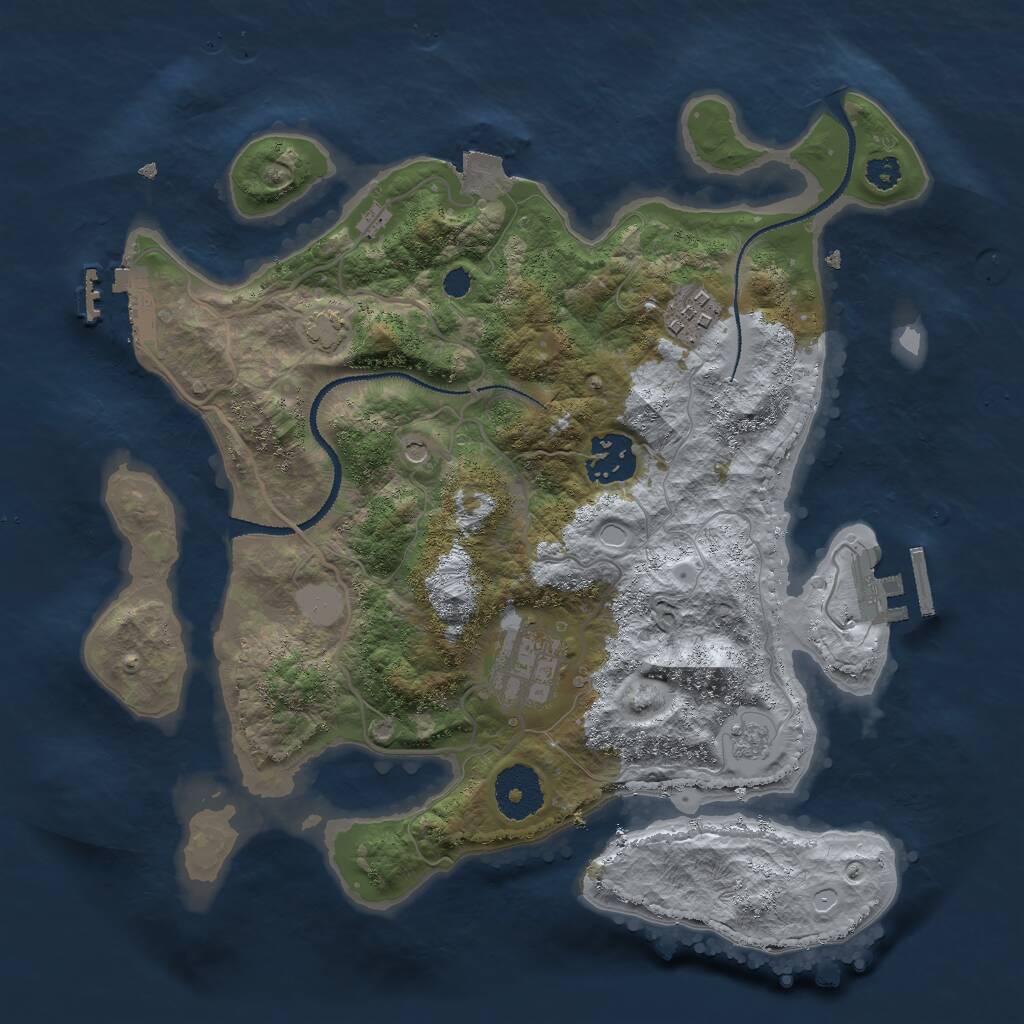 Rust Map: Procedural Map, Size: 3000, Seed: 1258967070, 9 Monuments