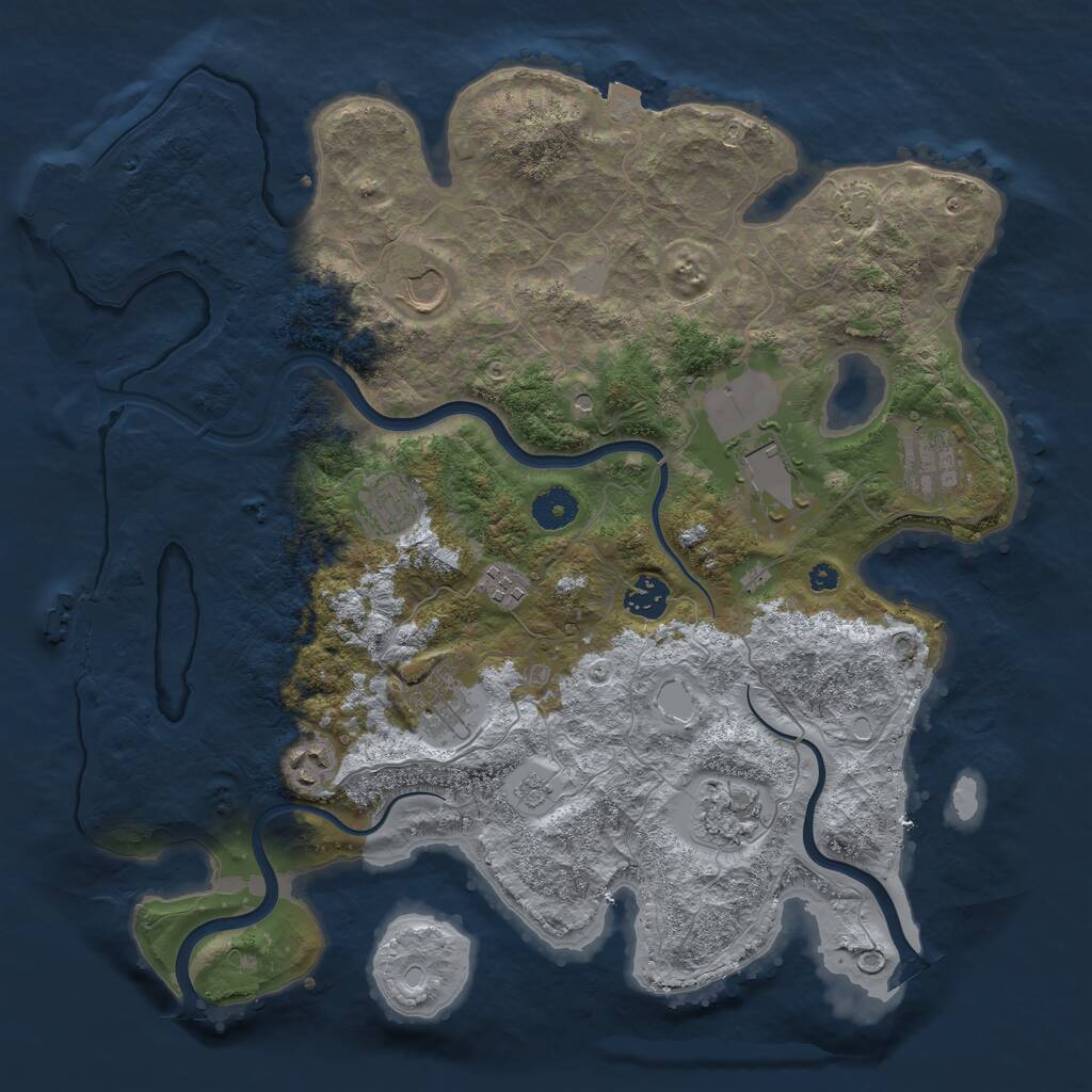 Rust Map: Procedural Map, Size: 3800, Seed: 2143256, 15 Monuments