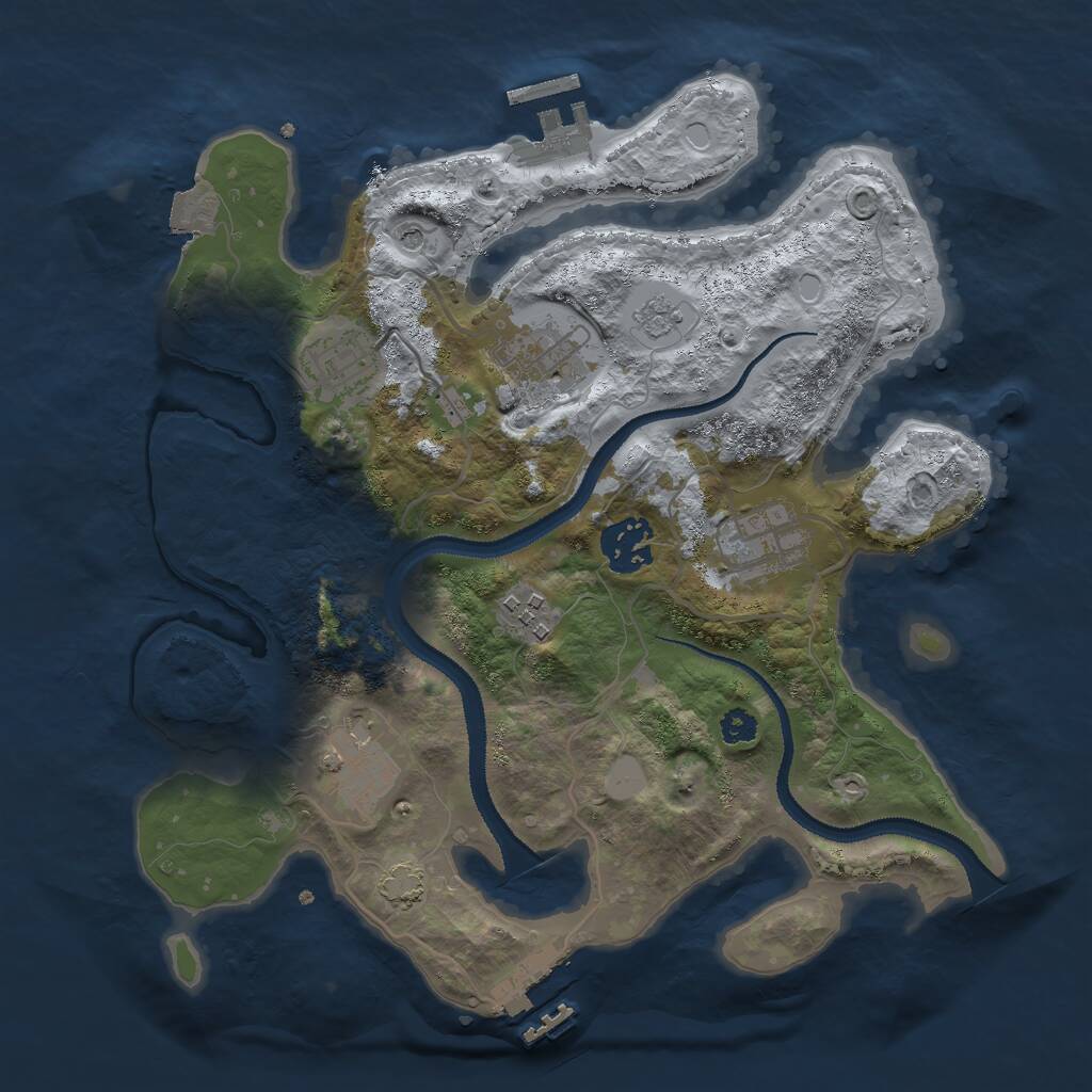 Rust Map: Procedural Map, Size: 3000, Seed: 413919, 12 Monuments
