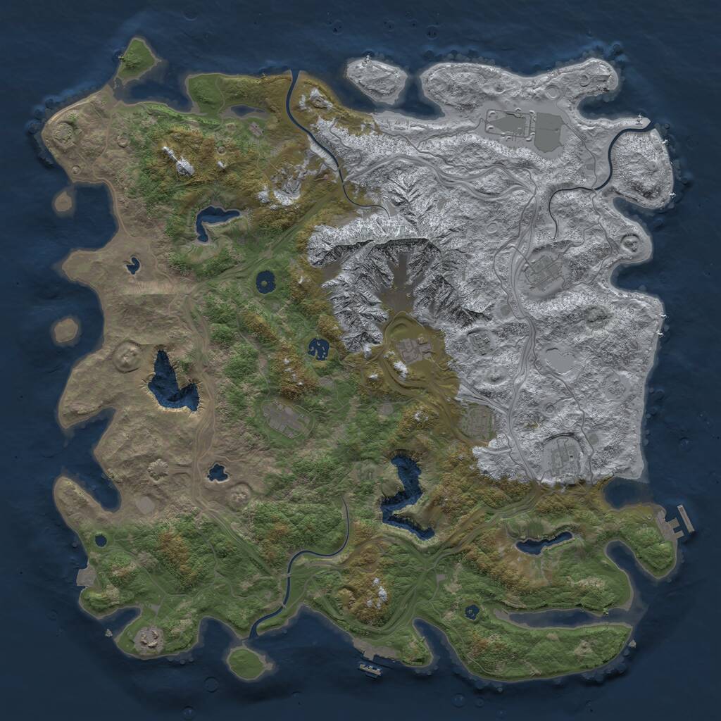 Rust Map: Procedural Map, Size: 5000, Seed: 5180702, 16 Monuments