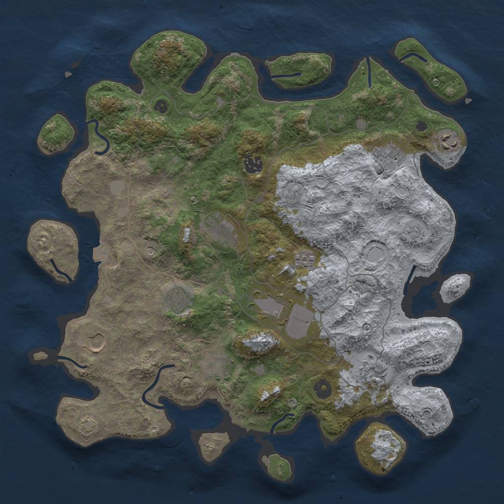 Rust Map: Procedural Map, Size: 4000, Seed: 572397505, 16 Monuments