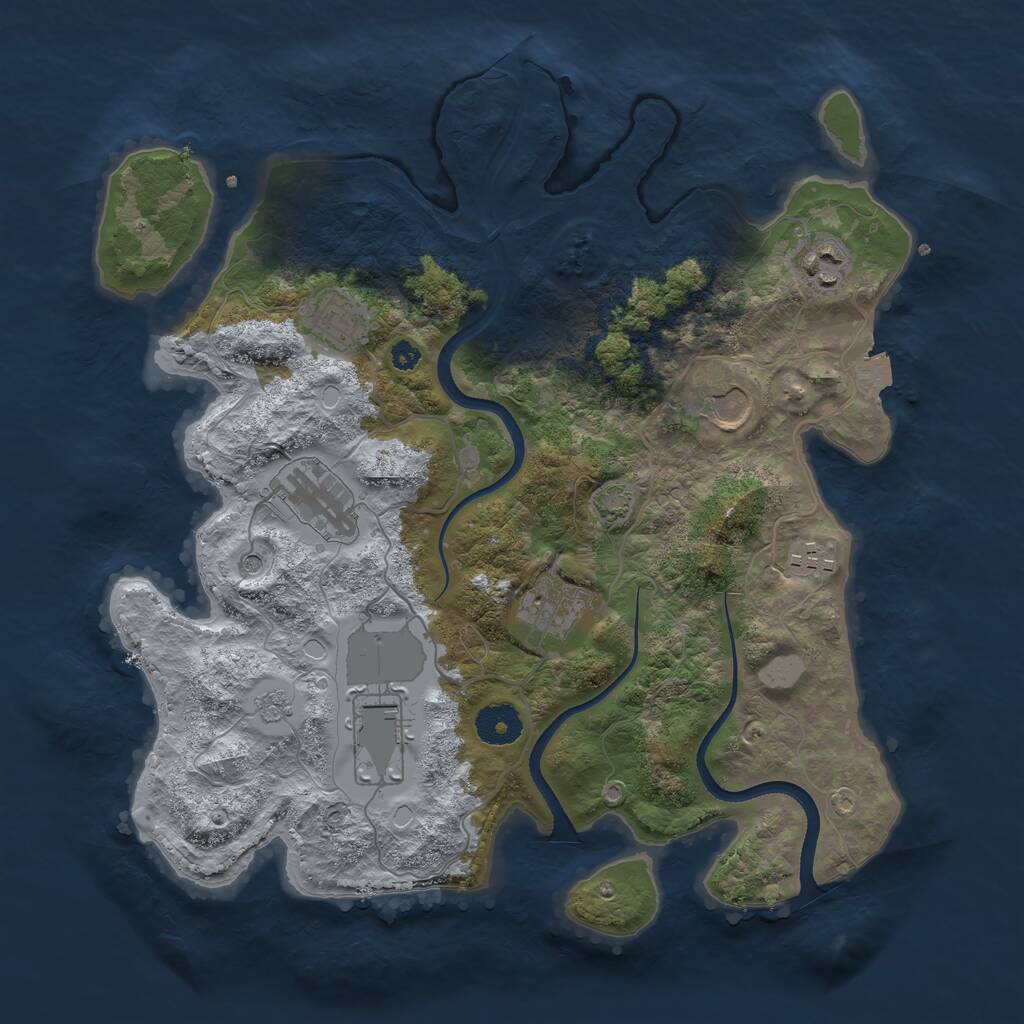 Rust Map: Procedural Map, Size: 3500, Seed: 670836142, 11 Monuments
