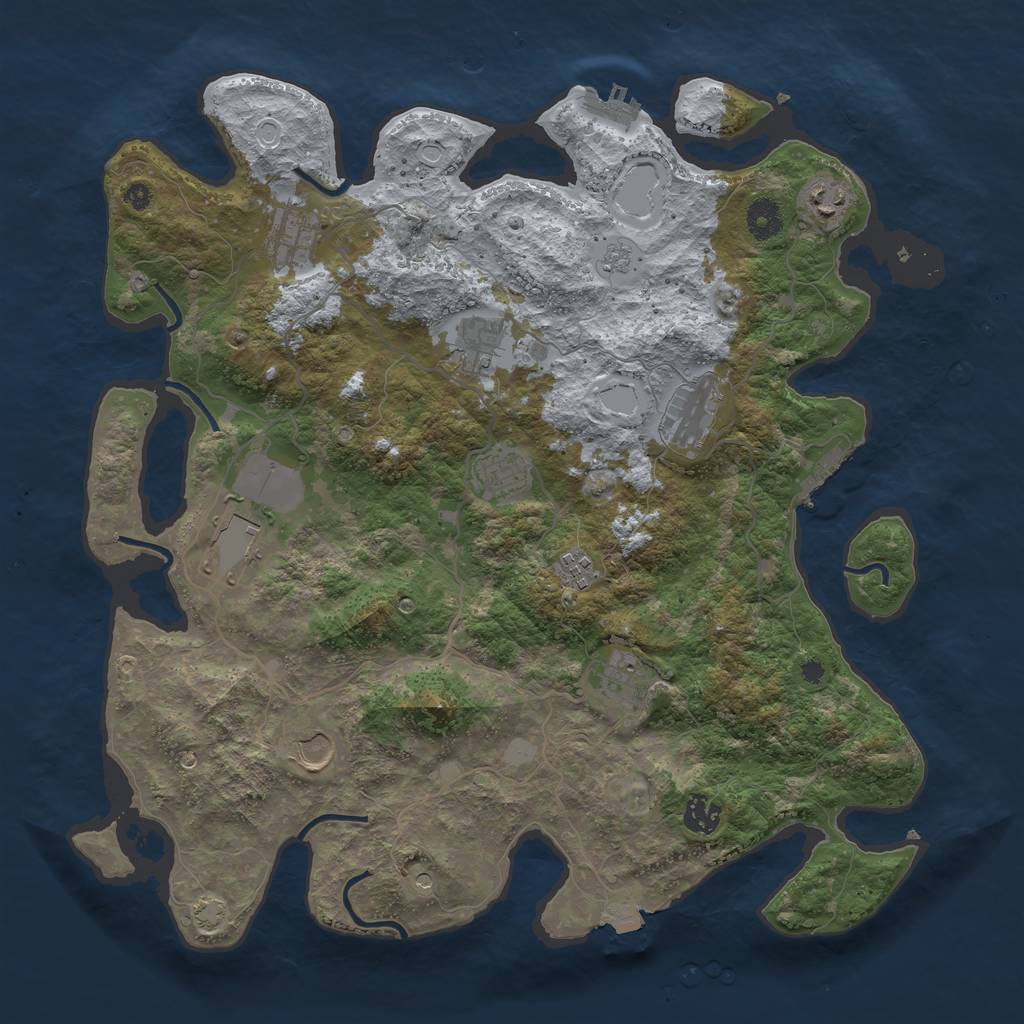 Rust Map: Procedural Map, Size: 4000, Seed: 110501, 18 Monuments