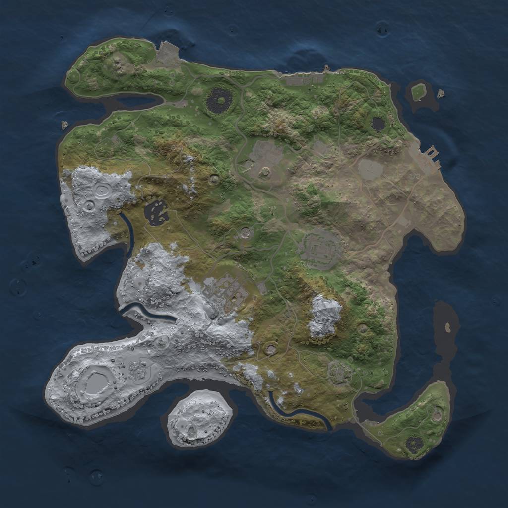 Rust Map: Procedural Map, Size: 3000, Seed: 372065373, 12 Monuments
