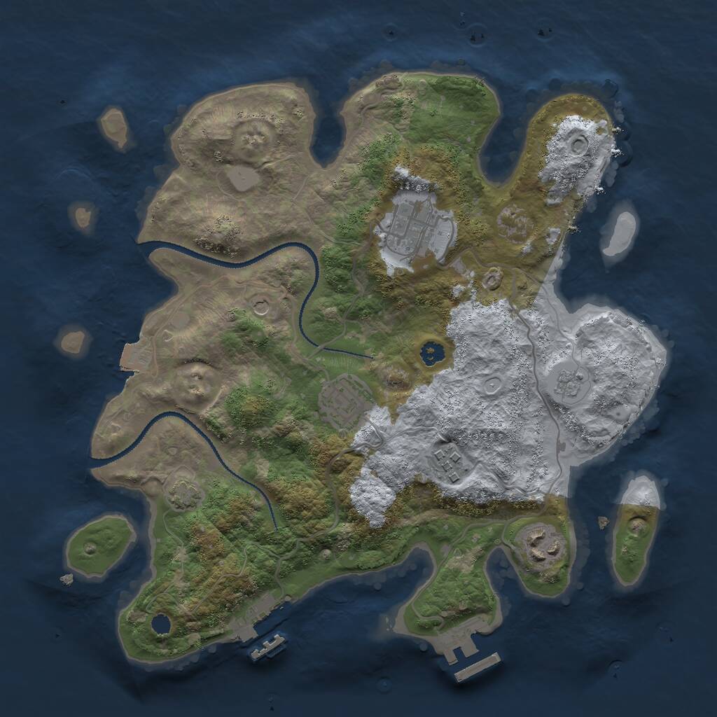Rust Map: Procedural Map, Size: 3000, Seed: 115024999, 10 Monuments