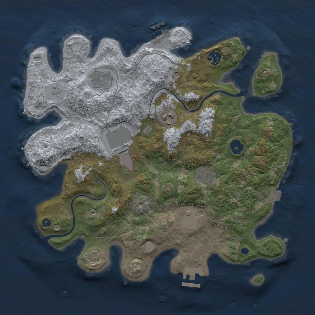 Rust Map: Procedural Map, Size: 3500, Seed: 1265849, 12 Monuments