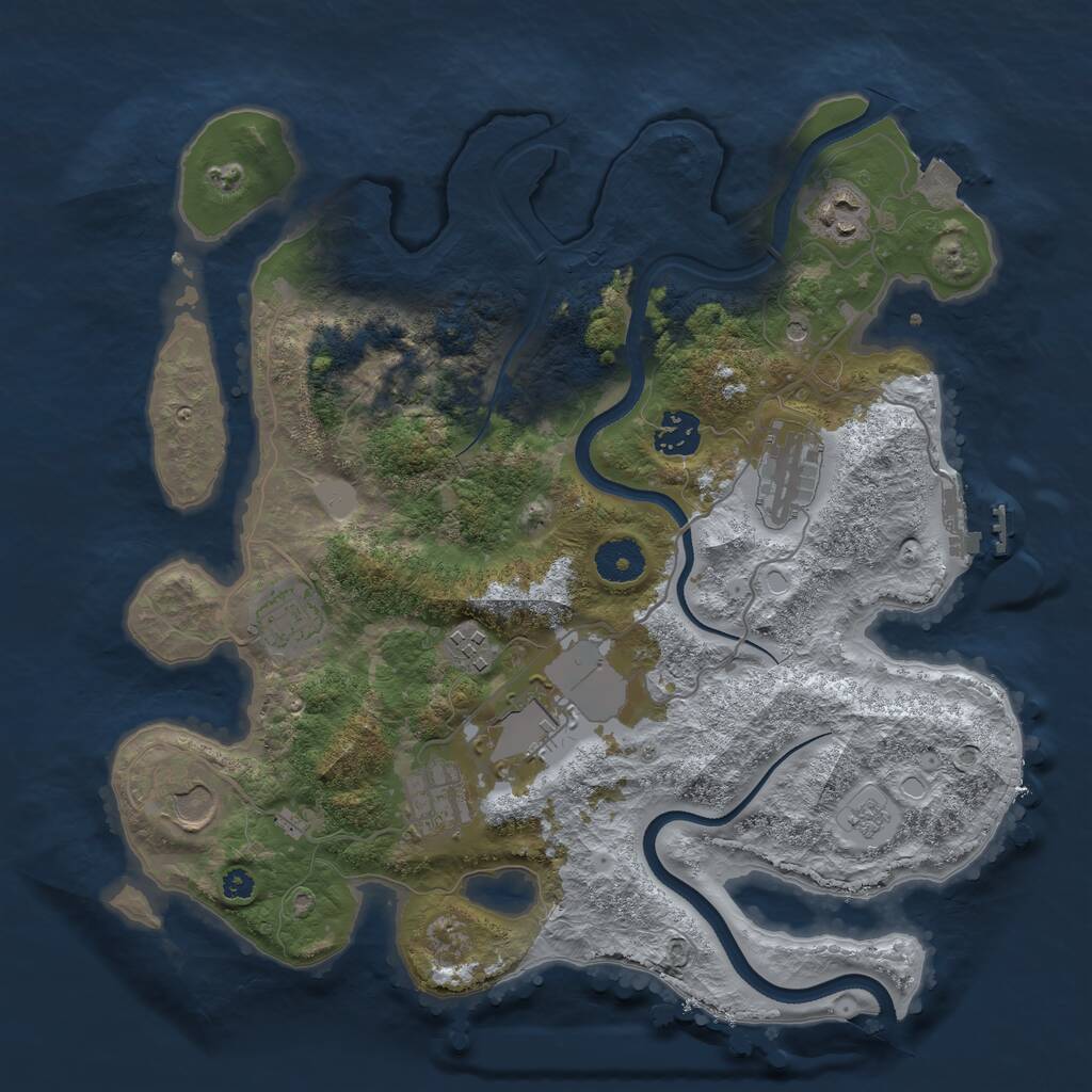 Rust Map: Procedural Map, Size: 3500, Seed: 887059664, 13 Monuments