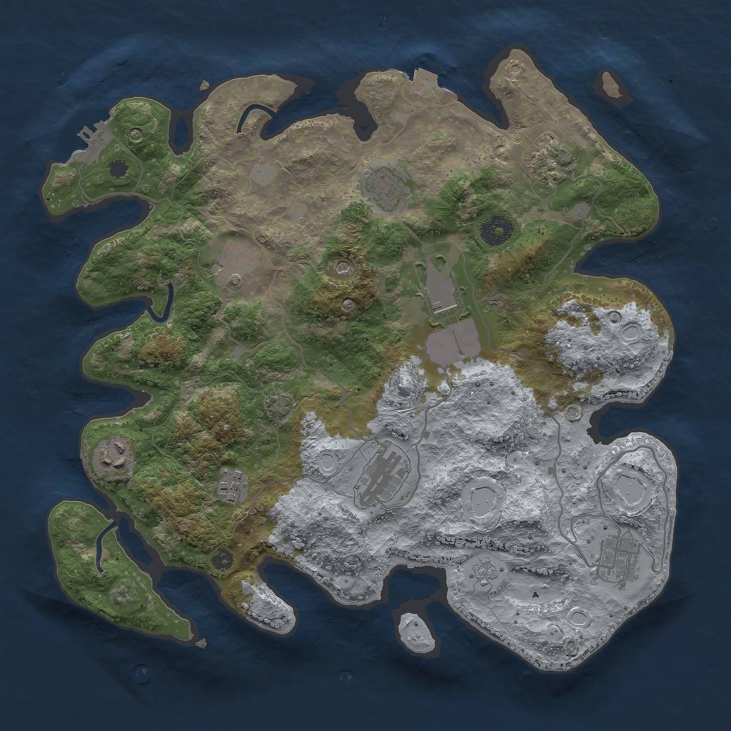 Rust Map: Procedural Map, Size: 3500, Seed: 625625625, 15 Monuments