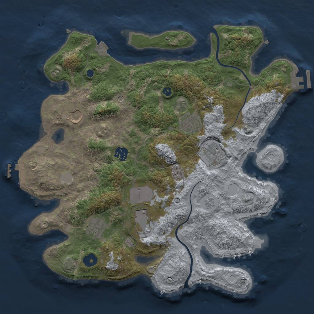 Rust Map: Procedural Map, Size: 3500, Seed: 665788440, 13 Monuments